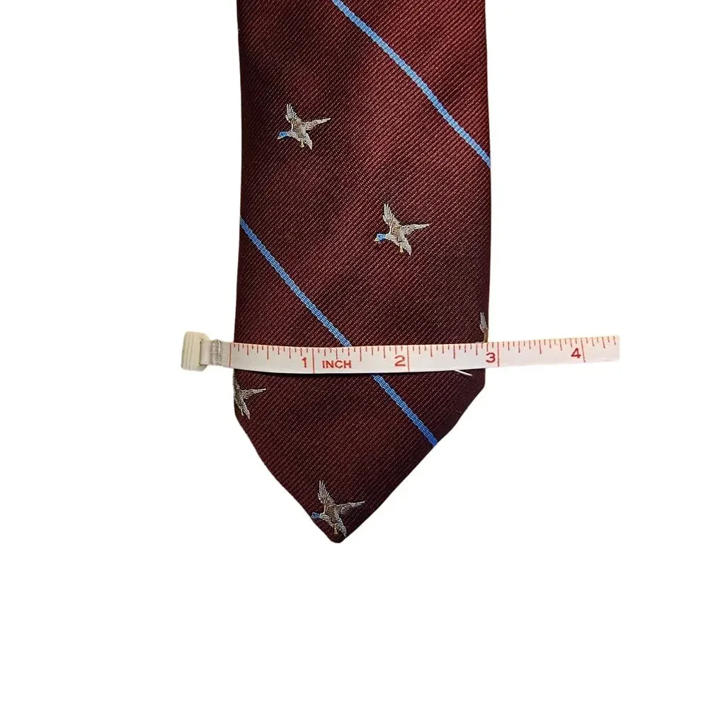 Men's Neck Tie Vintage‎ Sears The Men's Store Burgandy Ducks  100% Polyester